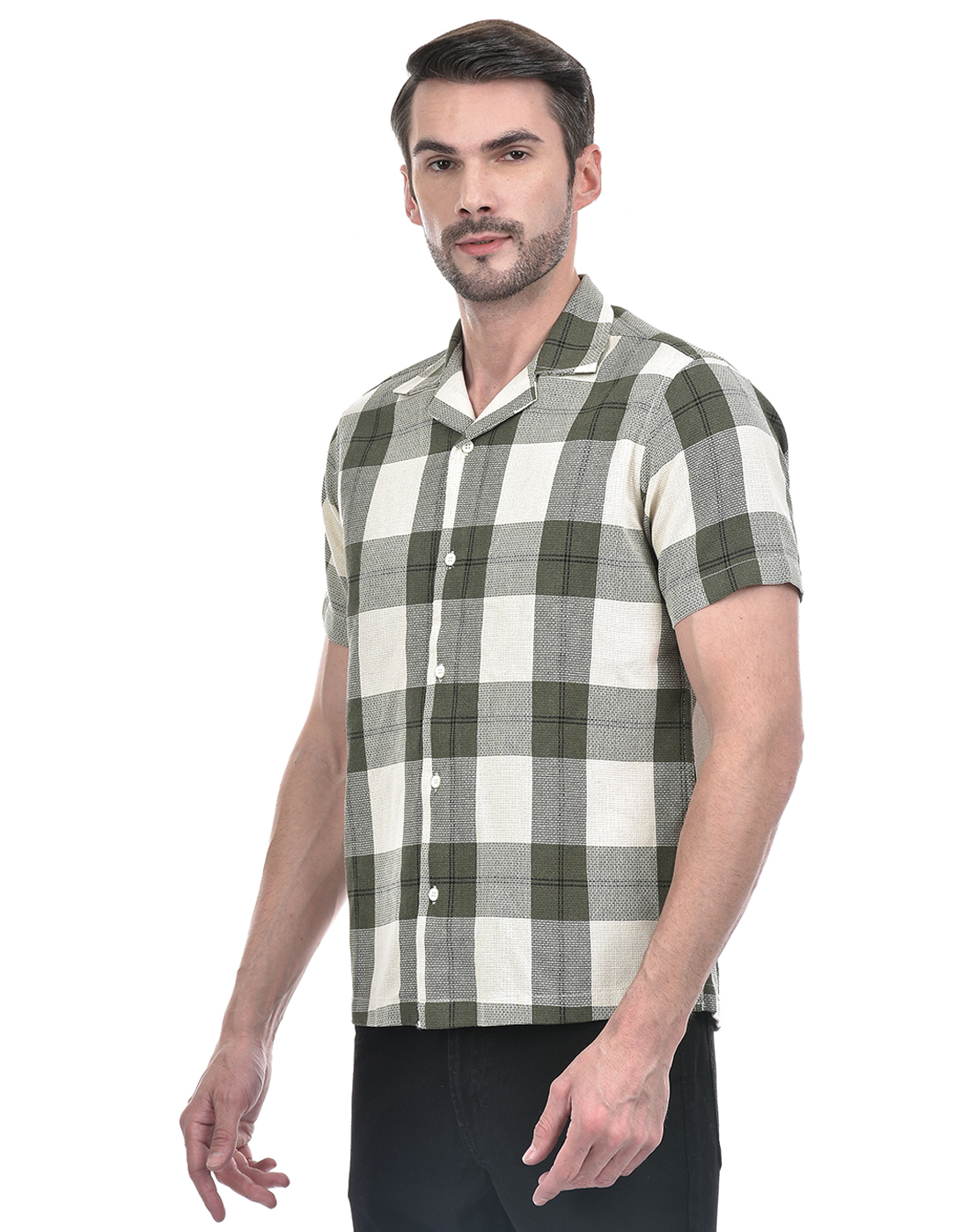 Numero Uno Men Checkered Green Shirt